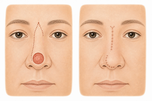 Reconstrucción de un defecto nasal mediante un colgajo de piel local